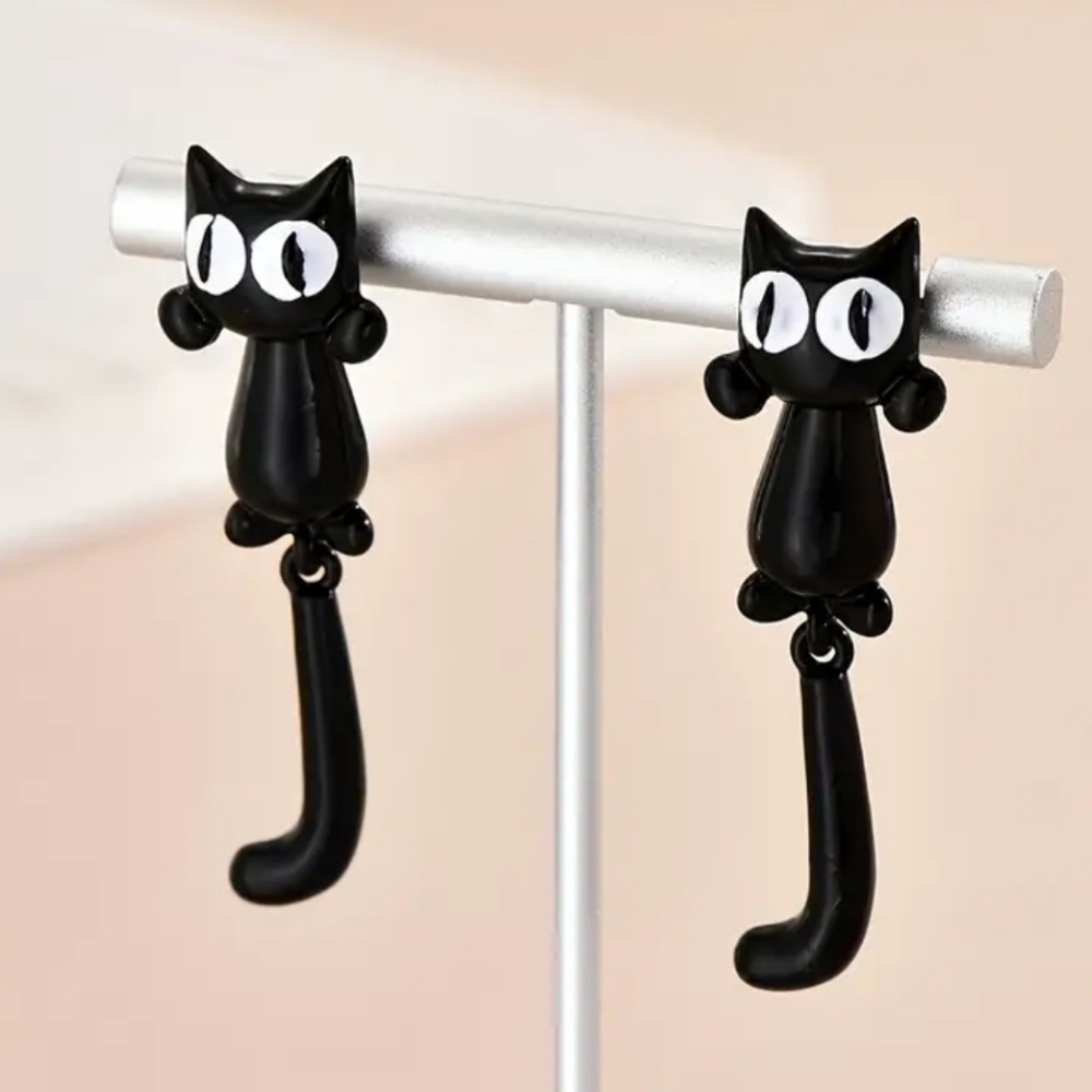FELIX THE CAT Black  JACKET Cat Earrings
